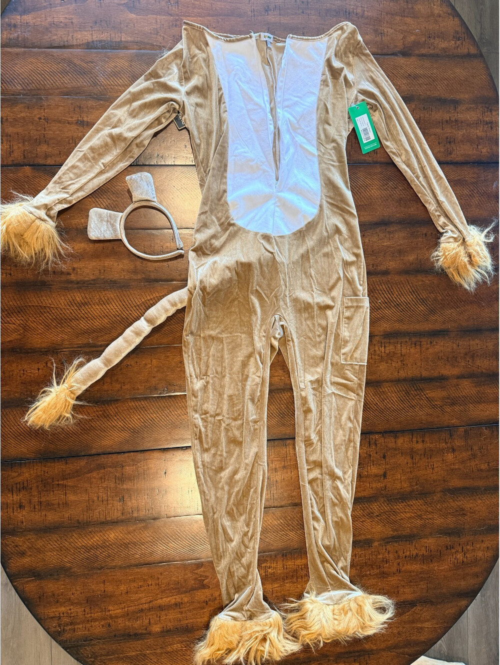Tipsy Elves Women's Lion Costume Brown Jumpsuit Mane Tail Zipper Issue Size L